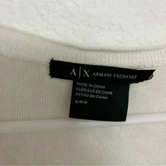 A/X Armani Exchange White Sheer V Neck Button Down Cardigan Sweater - Picture 4 of 6